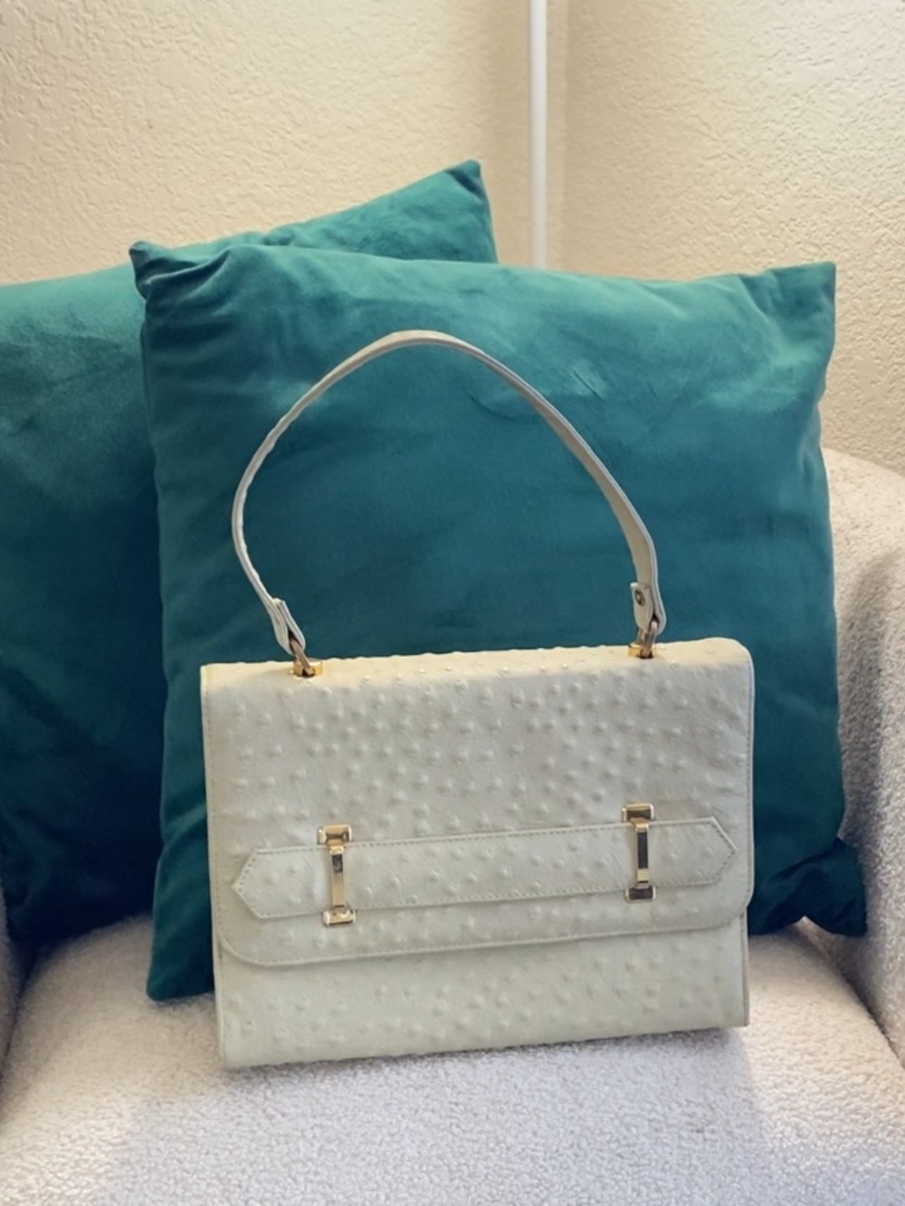 Vintage Ostrich top handle bag